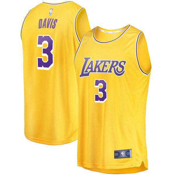 Maillot nba Los Angeles Lakers Icon Edition Homme Anthony Davis 3 Jaune